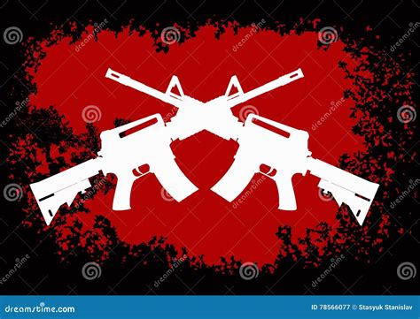 Two Crossed Assault Guns Stock Vector Illustration Of Grunge 78566077
