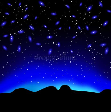 Stars In The Sky At Night Over Mountain Background Stock Illustration