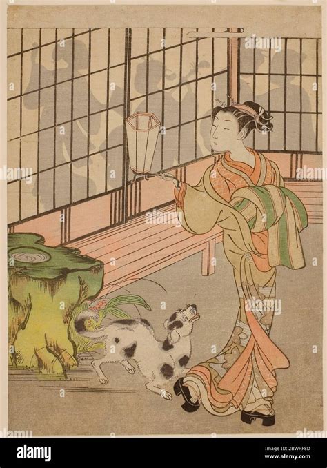 author isoda koryusai courtesan looking back at shadows on the shoji c 1770 attributed to