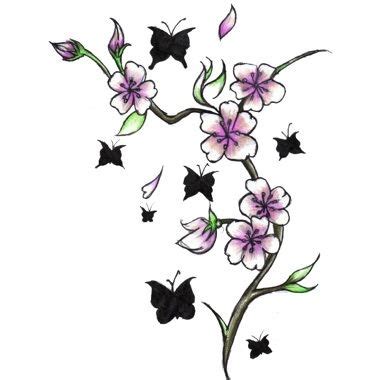 Il est symbolisé par l'ouverture des premières fleurs, dont le caractère éphémère et sacré est. Tatouage de fleur de cerisier et de papillons | Cherry ...