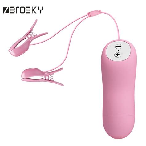 Breast Clip Electric Shock Vibrating 7 Modes Nipple Clamps Massager Sex