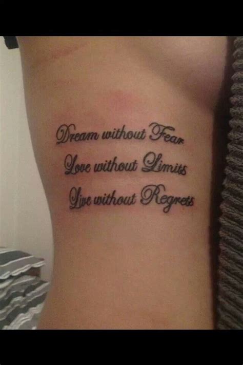 Dream Without Fear Love Without Limits Live Without Regrets ♥ Hand Tattoos Wörter Tattoos