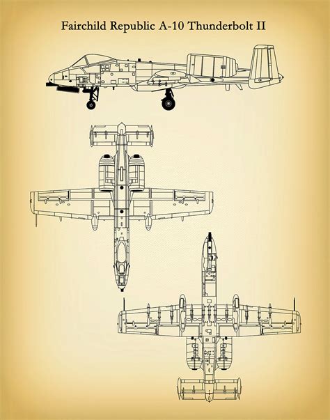 Fairchild Republic A 10 Thunderbolt Ii Drawing A 10 Warthog Blueprint