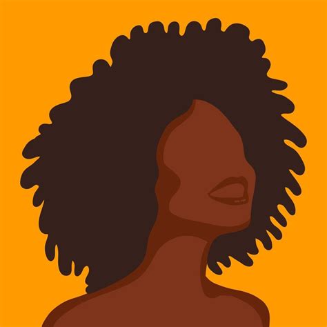African Pretty Woman With Afro Hairstyle Portrait Silhouette In