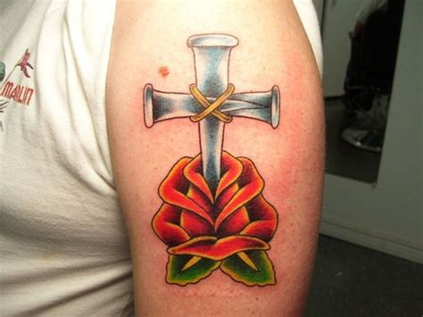 Half sleeve cross with rose tattoo. 24 best cross and roses images on Pinterest | Cross tattoo ...