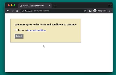 Javascript I Agree To Terms Checkbox Example Sling Academy