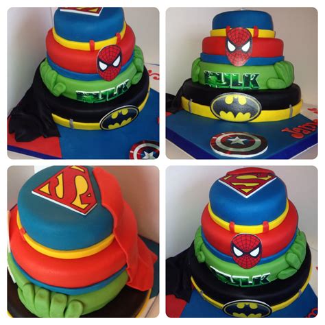 Super Heroes Cake Batman Superman Hulk Spiderman Captain America Marvel Cake 4th Birthday