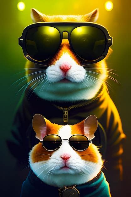 Premium Ai Image Two Cute Hamsters Wearing Black Glasses High Detail