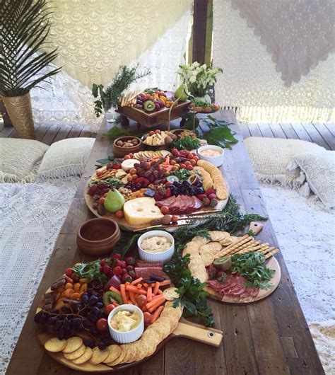 Fruit and cheese platters // rustic boho baby shower ...