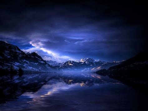 Blue Lake At Night Wallpaper Phone Landscape Photography Nature
