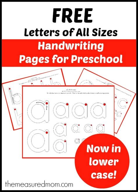 free handwriting pages for preschoolers letters of all sizes in lower case the measured mom