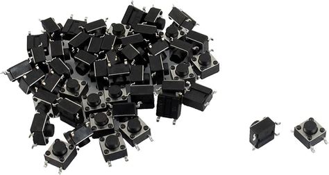 Uxcell 50 Pcs 6x6x5mm 4 Pins Smd Smt Momentary Tact Tactile