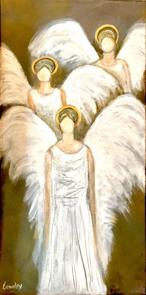 Three Angels Among Us Acrylic On 12x24 Ge Canvas Angel Painting