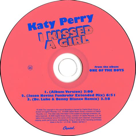Carátula Cd De Katy Perry I Kissed A Girl Cd Single Portada