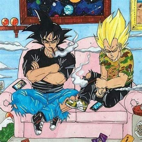Goku Y Vegeta Fumando Maiguana 👌👌👌 Arte De Marihuana Fondos De