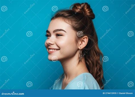 profile side view portrait of attractive cheerful girl stock illustration illustration of