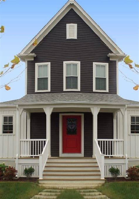 Check spelling or type a new query. Charcoal Gray & White wth Red Door | Exterior house paint ...