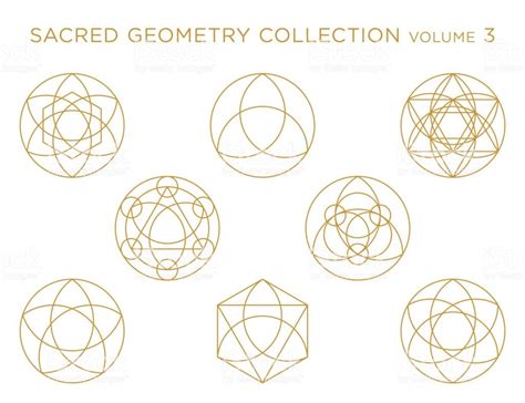 Collection Of Golden Vector Sacred Geometry Symbols Isolated On White