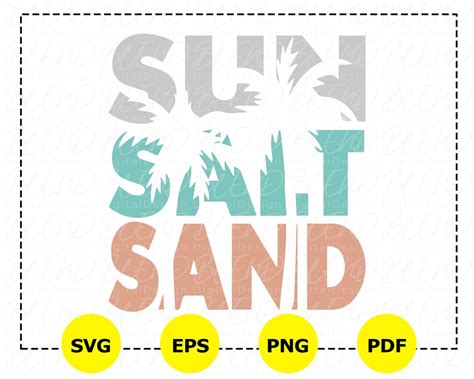 Sun Salt Sand Svg Summer Svg Beach Svg Vacation Svg Summer Etsy