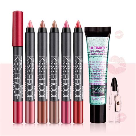 buy tsimzqm 6pcs set sexy matte long lasting lipstick pencils with sharpener cleansing gel