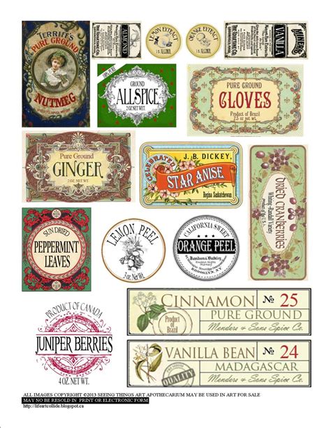 Vintage Style Spice Labels