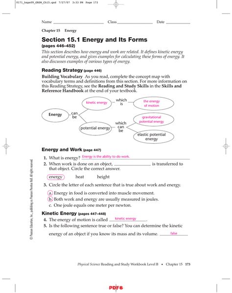 Energy Transformation Worksheet Pdf