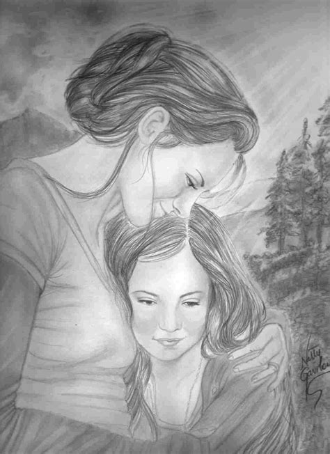 Pencil Sketch Of Mom And Daughter Pin By Jeanann Eide On Art Bodalwasual