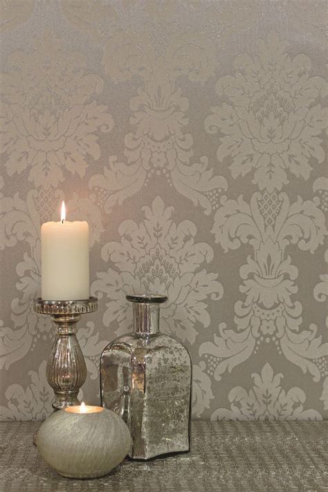 Stunning Silver Damask Wallpaper Design By Arthouse Silver Wallpaper Living Room Room