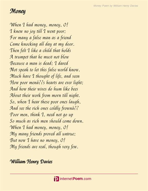 Money Poem By William Henry Davies