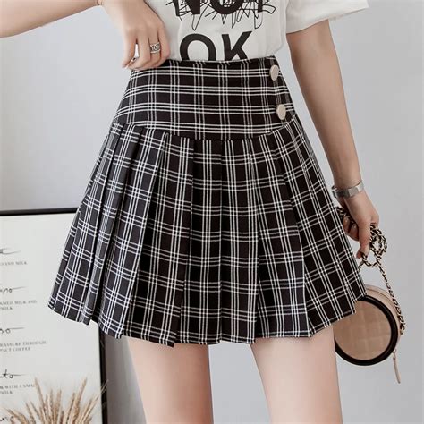 preppy style plaid pleated skirt women mini high waist skirt female spring summer harajuku 2019