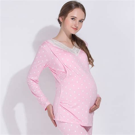 Maternity Nursing Long Sleeve 2pcsset Pregnant Women Nursing Pajama