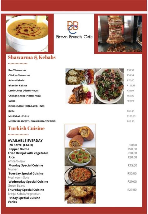 Menu At Bircan Brunch Cafe Randburg