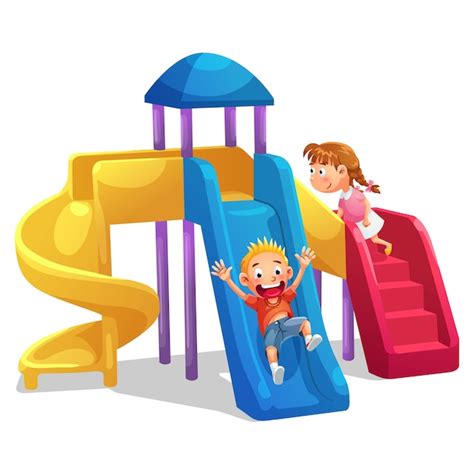 Premium Vector Kids Playing Playground Slider Cartoon Style