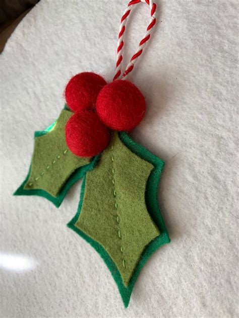 Felt Holly Christmas Ornament For Tree Or Home Decor Or Etsy