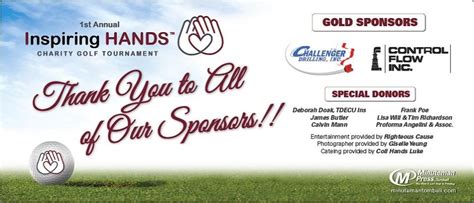 Thank You To All Of Our Sponsors Inspiring Hands