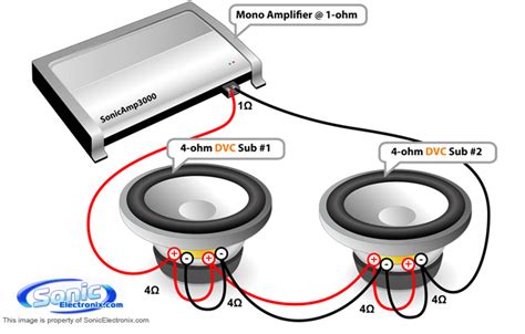 Option 1 (parallel/parallel) = 1 ohm load voice coils wired in parallel, speakers wired in parallel this is a basic way in which you can wire a dual 4 ohm subwoofer to a 2 ohm load. Question about wiring MM840DVC to the amp. — Polk Audio Forum
