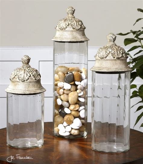 Keep bathroom supplies such as cotton balls, cotton swabs, toothpaste, toothbrushes, and more contained and clean with bathroom canisters. Uttermost Acorn Glass Cylinder Canisters, Set/3 - 19714 ...