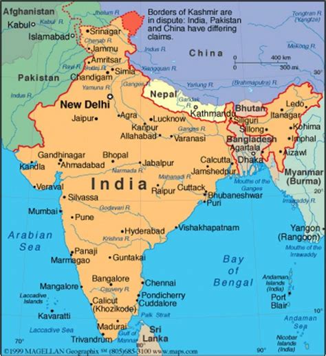 La India políticos y países adyacentes mapa - Mapa de la India y los ...