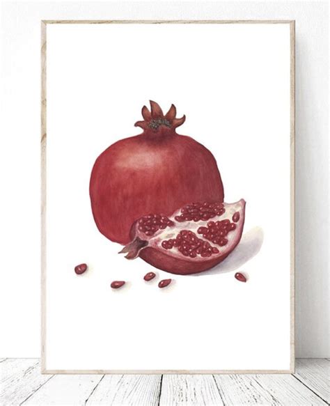 DigitalArtNadi Watercolor Fruit Pomegranate PNG Print Kitchen Wall