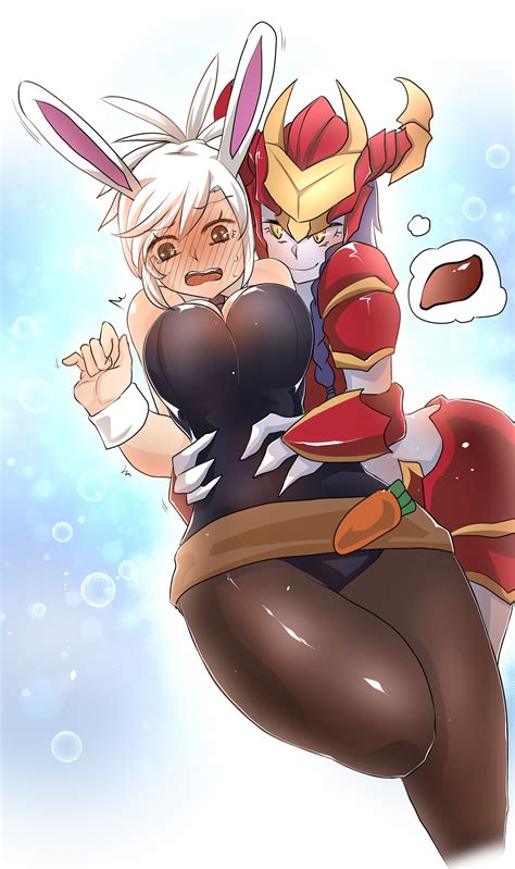 Riven Battle Bunny Riven And Shyvana League Of Legends Drawn By