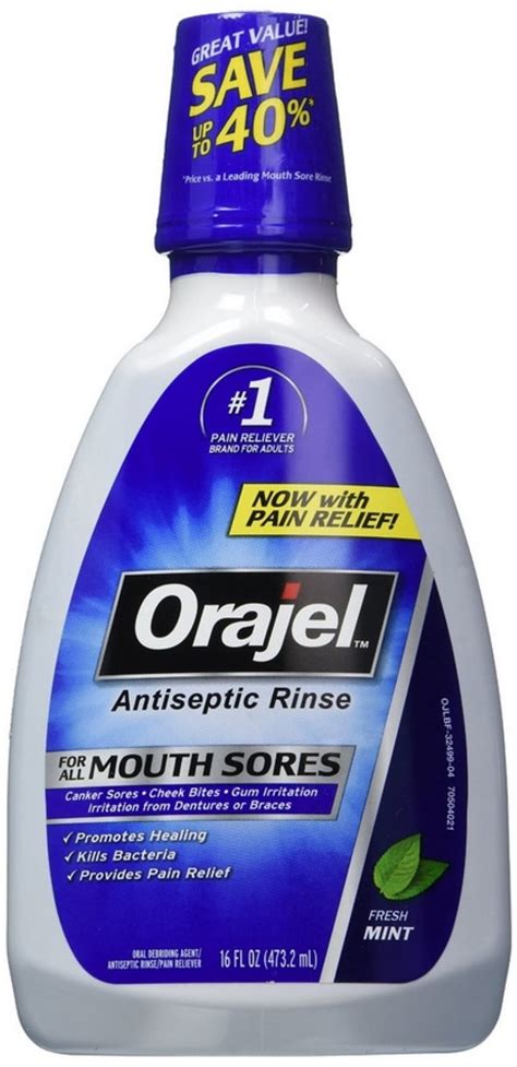 6 Pack Orajel Antiseptic Mouth Sore Rinse 16 Oz