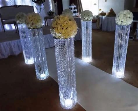 Luxury Shiny Wedding Decor Centerpieces Acrylic Crystal Pillar Aisle