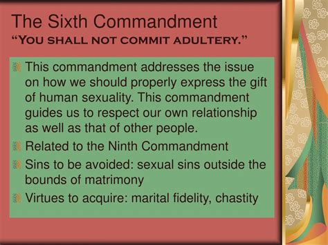 Ppt The Sixth And The Ninth Commandments Powerpoint Presentation