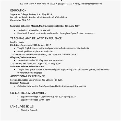 International relations specialist resume sample livecareer. Teaching Abroad Resume Example: for a College Graduate