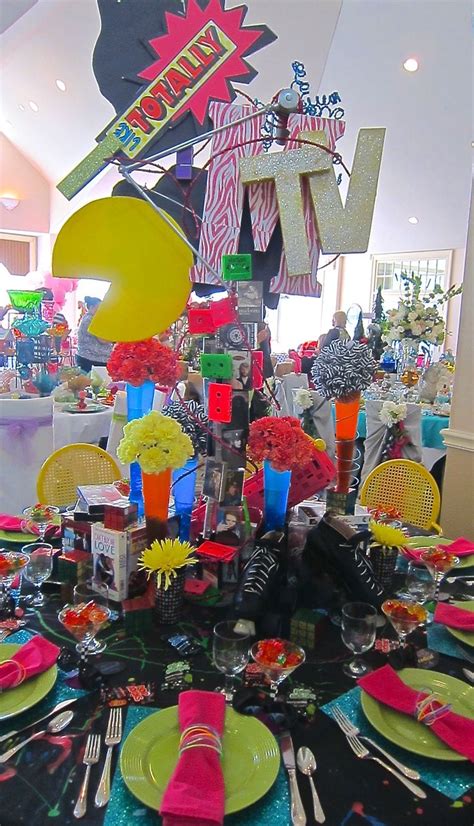 80s Inspired Centerpiece A Floral Touch 80s Theme Party 80s