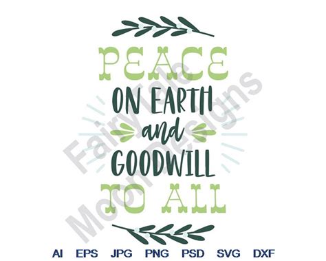Peace On Earth And Goodwill To All Svg Dxf Eps Png  Etsy