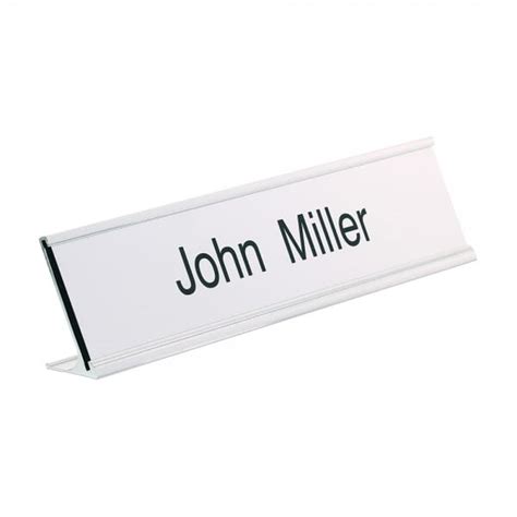 Desk Nameplate Engraved 200 X 50 Mm Silver Black Uk