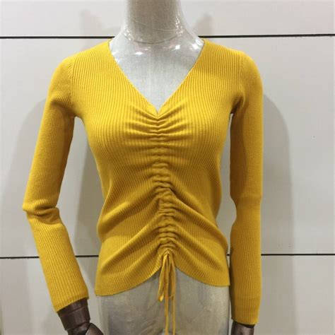 Womens Elastic Autumn Winter Sexy V Neck Sweaters And Pullovers