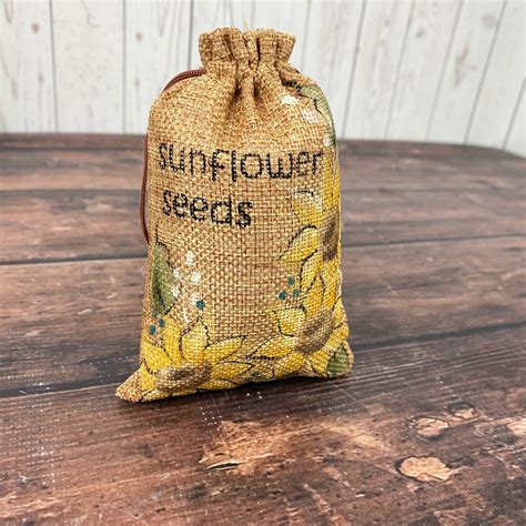 Sunflower Seed Burlap Bag Sunflowers Rustic Farmhouse Etsy