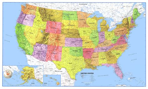 24x36 United States Classic Premier Laminated Wall Map Poster Walmart